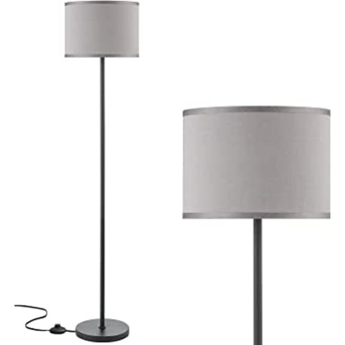 Ambimall Floor Lamp for Living Room, Modern Floor Lamp with Shade, Tall Lamps for Living Room, Bedroom, Office, Dining Room, Stick Floor Lamp with Grey Lampshade(without Bulb)