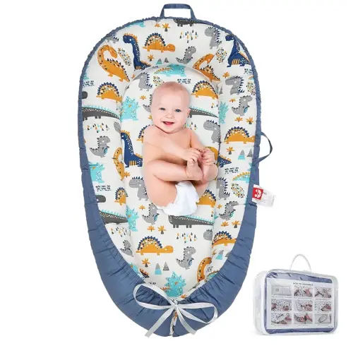 Baby Lounger for Newborn - Portable Infant Seat with Breathable Cover, Adjustable Cotton Lounger for Floor Play & Travel | Newborn Essentials Gift 0-24M