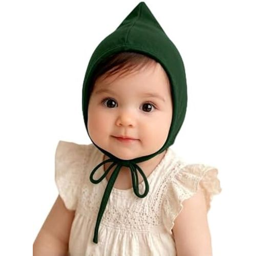 Bidadary Newborn Baby Bonnet Hat 0-12 Months Cotton Infant Hospital Hat Baby Sleep Hat Chin Strap Beanie for Spring Summer