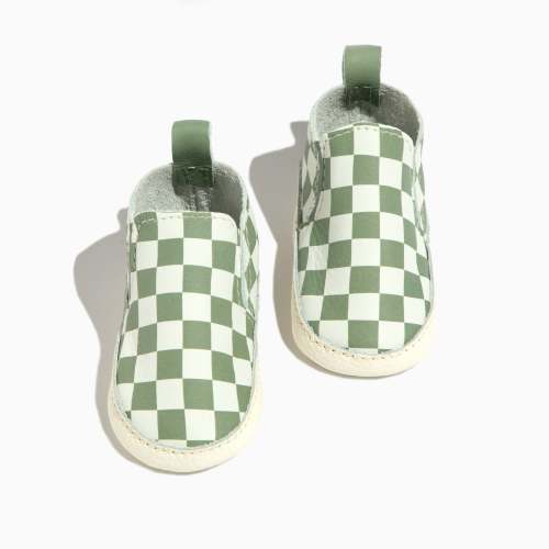 Sage Check Slip On Baby Shoe