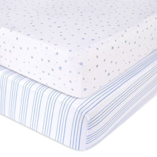 Ely's & Co. Baby Fitted Crib Sheet 100% Combed Jersey Cotton for Baby Boy 2 Pack
