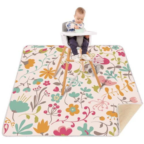 "51"" Waterproof High Chair Splat Mat for Baby, Floor Food Splash Protector"
