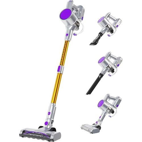 NEWBULIG Cordless Vacuum Cleaner, Removable Stick Vacuum with LED Touch Screen, Self-Standing, 35Mins Runtime, Lightweight Handheld for Pet Hair, Hard Floor, Carpet