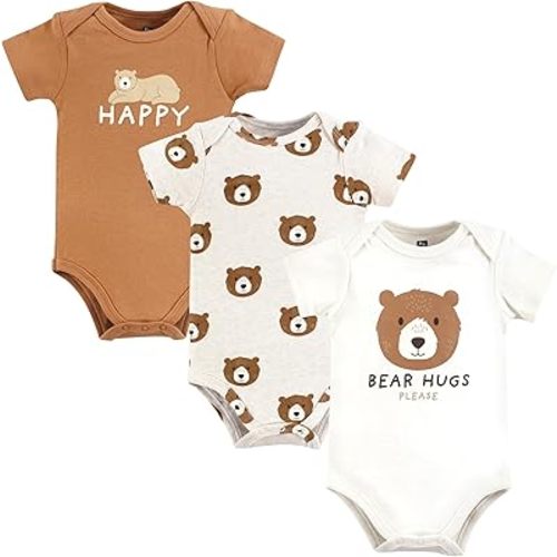 Hudson Baby Unisex Baby Cotton Bodysuits, Bear Hugs, 3-6 Months