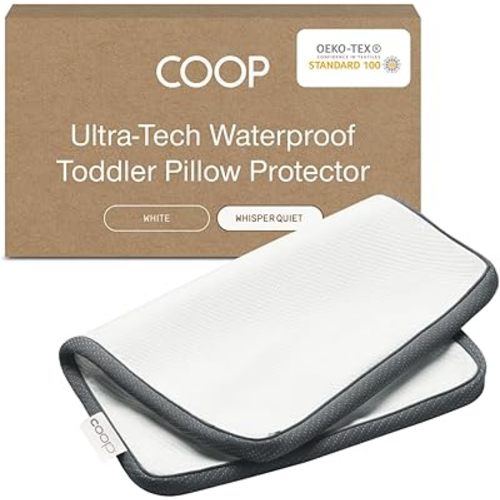 Coop Home Goods Ultra-Tech Toddler Pillow Protector White for Memory Foam Pillows, Waterproof, Toddler Size Pillow Covers, Oeko-Tex Certified, Breathable, Zippered Covers, Machine Washable