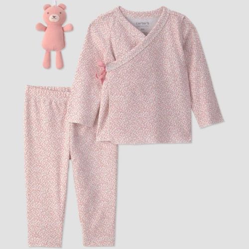 Carter's Just One You® Baby Girls' 3pc Top and Pants Set with Toy - Pink Newborn