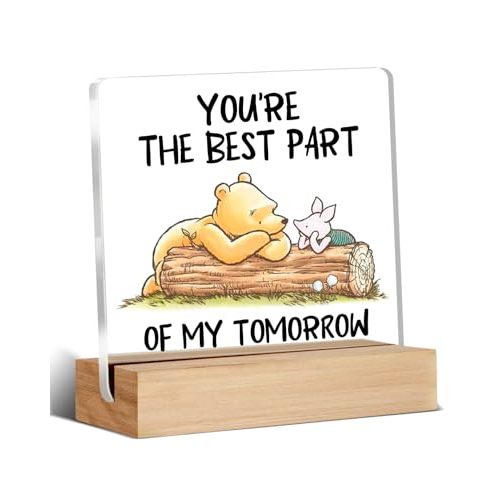Winnie the Pooh Decor - Adorable Winnie the Pooh Gifts for Best Friends, Desk Decor Gift for Women Men Boy Girl, You're the Best Part Acrylic Office Home Signs Decorations 4 x 4 Inches