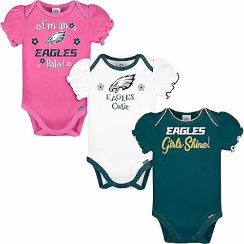Gerber NFL baby-girls Nfl Team 3 Pack Short Sleeve Onesie Bodysuit