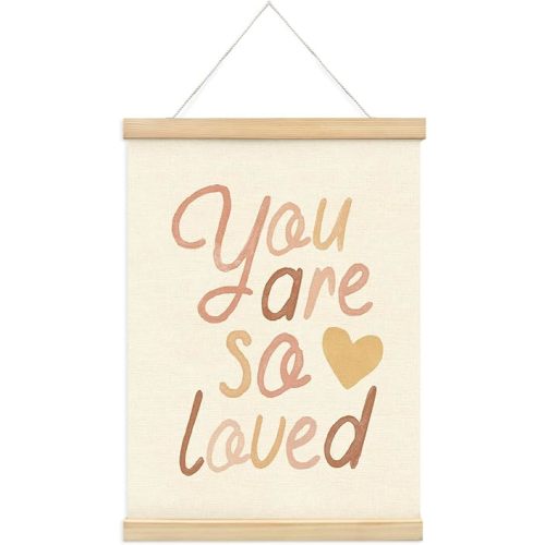 Mtrgdn Neutral Nursery Room Decor - You Are So Loved Poster Hanger Frame,Boho Baby for Kids Boy Girl Boho Wooden Frames,Motivational Wall Hanging Banner Decor for Nursery School 12x16 Inch
