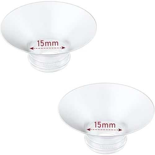 Flange Insert 2PCS 15mm Compatible with Momcozy M9/M6/M5/S12 Pro/V1 Pro/V2 pro, Spectra/Medela/Elvie/NCVI/TSRETE/eufy/Lansinoh/Paruu/MomMed Breast Pump 24mm Shields/Flanges (2pcs-15mm)