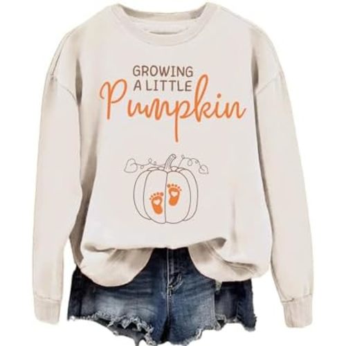Growing A Little Pumpkin Sweatshirt For Women Thanksgiving Fall Pregnancy Sweatshirts