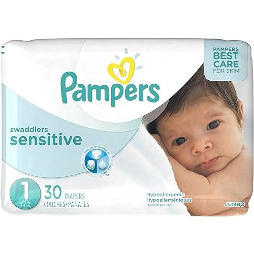 Pampers Swaddlers Sensitive Newborn Disposable Diapers Size 1, 30 Count