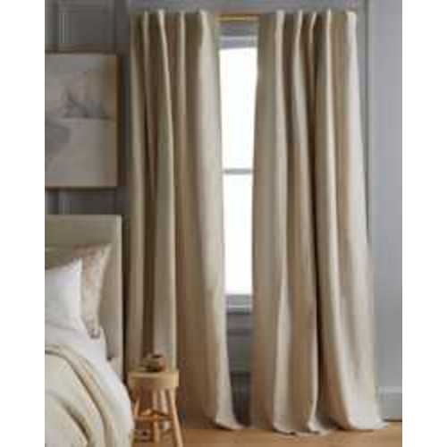 European Linen Room Darkening Curtain in Flax