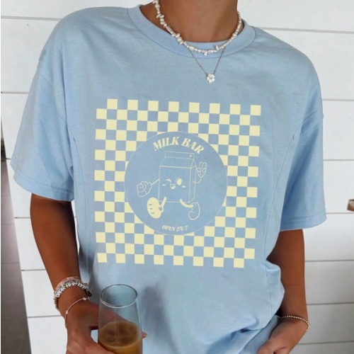 Checkered Milk Carton Nursing Tee