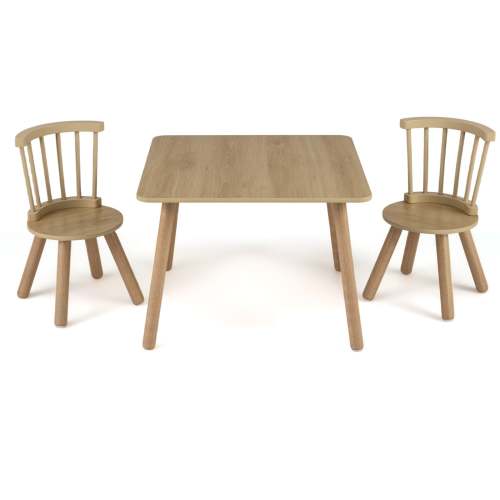 Kids Wooden Table and Chairs Set 3-Piece Toddler Furniture with Pine Wood Frame