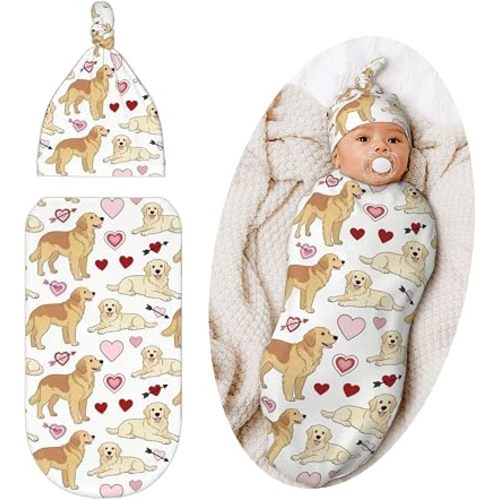 Golden Retriever Swaddle Blanket, Soft Swaddling Blanket Baby Clothes, Golden Retriever Baby Stuff