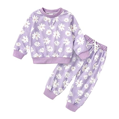 HAPPYMA Toddler Baby Girl Pants Sets Solid Color Long Sleeve Blouse Top + Pants Fall Outfits 2PCS Winter Newborn Clothes