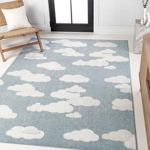 JONATHAN Y Hedwig High-Low Cloud Blue 5x8 Indoor/Outdoor Area Rug, Youth Scandi, Kids, Modern, Cottage, Transitional for Bedroom,Kitchen,Living Room,Non Shedding,Easy-Washing (SCN105A-5)