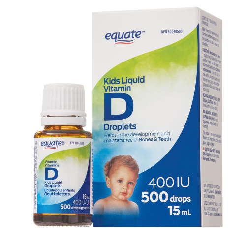 Equate Vitamin D Kids Liquid Droplets 400 IU, 15mL, 500 Drops - Walmart.ca