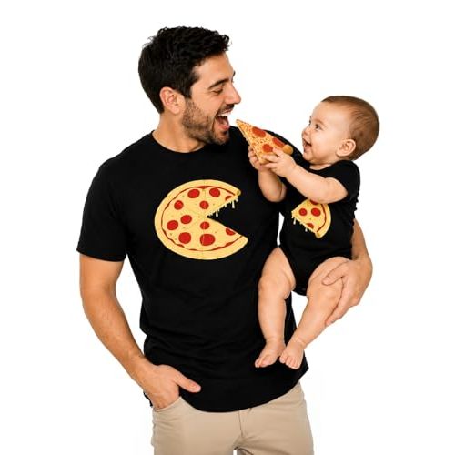 Tstars Dad and Baby Matching Pizza Shirts - Funny Father & Son Outfit Gift for Father's Day Photos or Everyday Wear