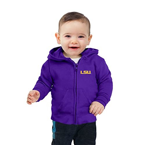 Little King NCAA Boys/Girls Infant Full Zip Cotton Fleece Hoodie Sweatshirt with Embroidered Team Logo (6M 12M 18M)