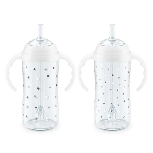 NUK Learner Straw Cup, 10oz, 2-Pack - Toddler Sippy Cup with Soft Straw for Easy Drinking, Suitable for Ages 8 Months and Up, Timeless Collection
