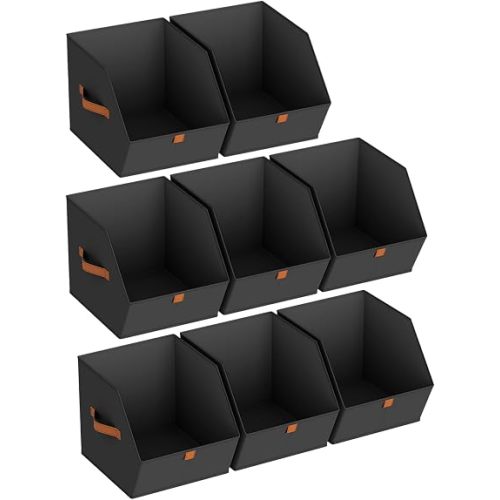 Fabric Closet Storage Cubes - 8 Pack Square Storage Bins with Dual Handles for Clothes, Towels, Toys, Cube Storage Organizers for Bedroom, Nursery, Shelves, Closet, Small Spaces, Beige