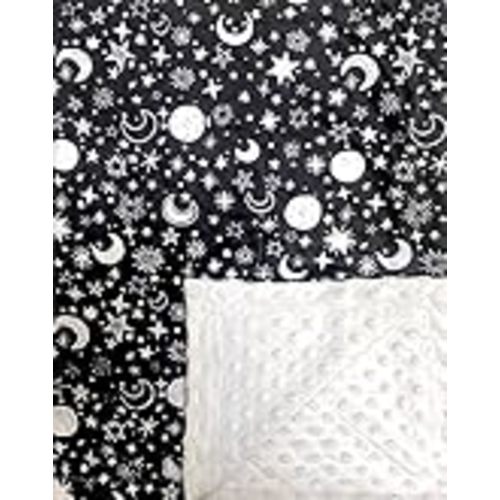 Baby Blanket for Girls Boys Black Moon Star Minky Super Soft Double Layer Receiving Blanket with Dotted Backing for Newborns Nursery Stroller Receiving Toddlers Crib Bedding Blankets 30x40 Inch