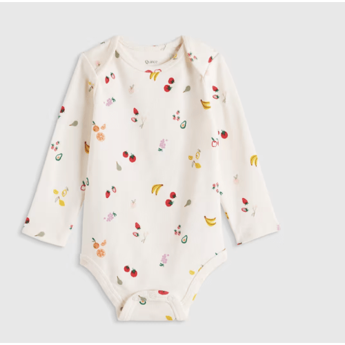 100% Organic Cotton Long Sleeve Bodysuit - Baby in Safari