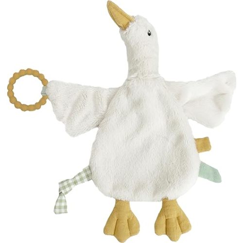 Mon Ami PRU Goose Teether Lovie - 12" | Baby Security Blanket with Silicone Teether | Soft Plush Lovey for Teething Relief & Comfort