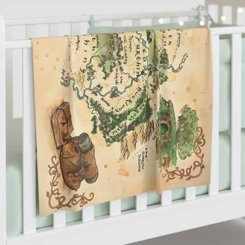 Shire Map Baby Swaddle Blanket, Lord of the Rings Baby Blanket, Tolkien Quote, LOTR Infant Wrap, Hobbit Baby Blanket, Middle Earth Wrap