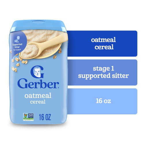 Gerber Stage 1 Baby Food, Baby Oatmeal Cereal, 8g Whole Grains, Infant Cereal 16 oz