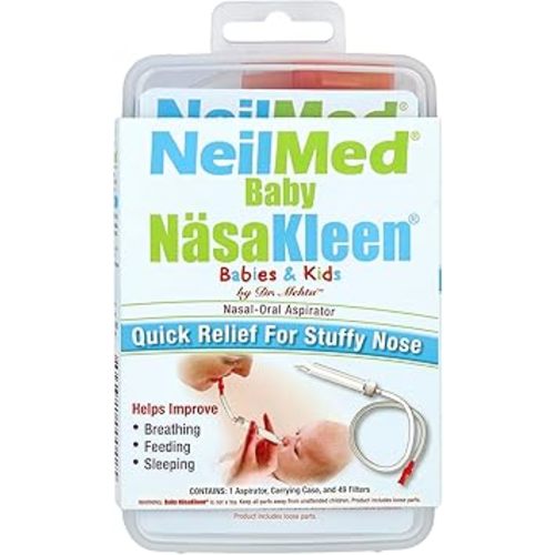 NeilMed Baby NasaKleen Nasal-Oral Aspirator with 49 Hygiene Filters and a Convenient Storage Travel Case
