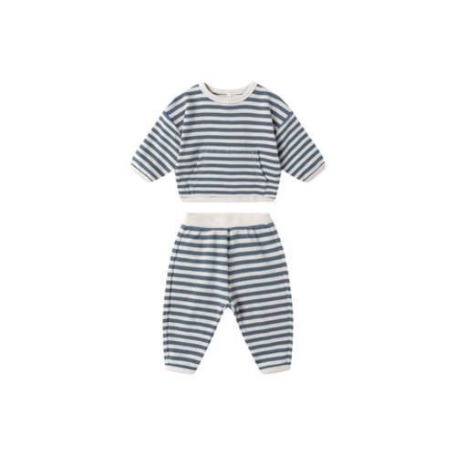 Quincy Mae Waffle Slouch Set ~ Ocean Stripe | Wee Mondine