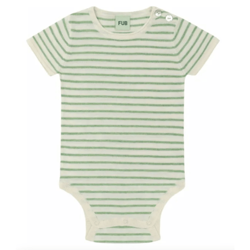 Striped organic cotton bodysuit | Green