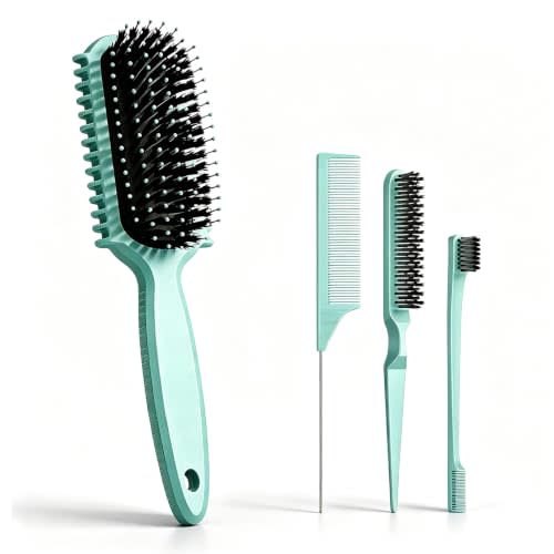 Curl Defining Brush, Curly Hair Brush, Slick Back Hair Brush, For Combing and Shaping Curls in All Hairstyles to Reduce Pulling (Green)