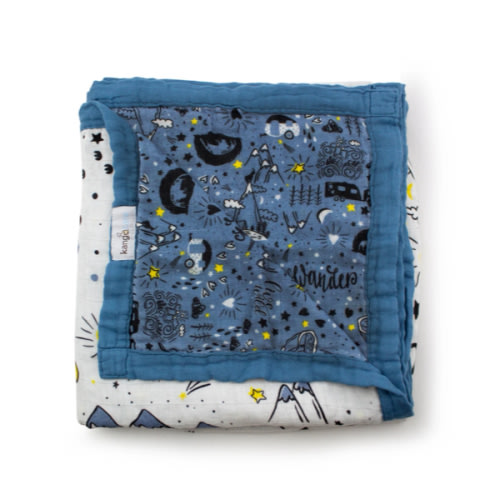 Kanga Care Bamboo Muslin Blanket - Baby: Wander (reversible)