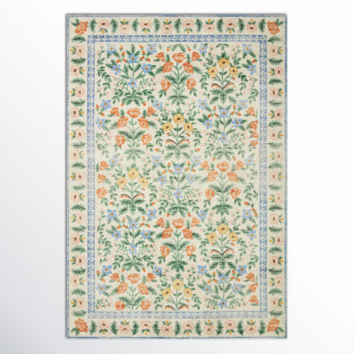 Rifle Paper Co. x Loloi Eden Mughal Garden Cream Rug feat CloudPile