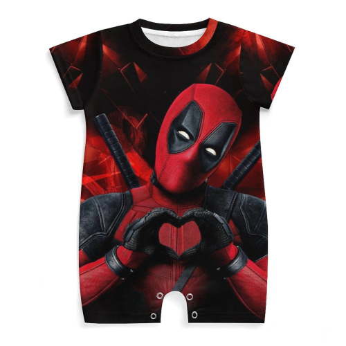 Deadpool Baby Boy Girl Short Sleeve Romper Clothing Set Print Cartoon Baby Summer One Piece Jumpsuit
