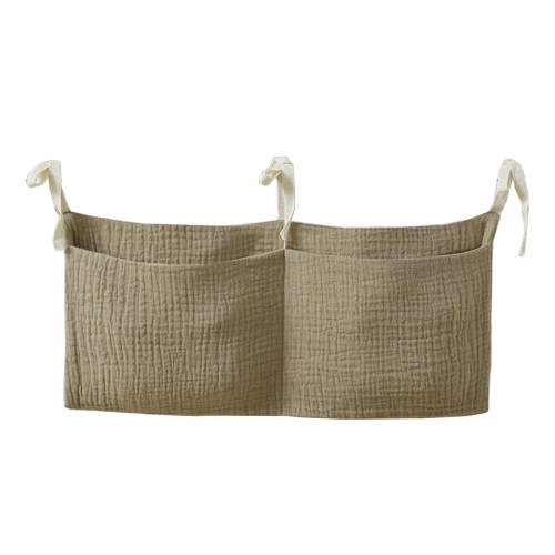 Baby Crib Hanging Storage Organizer Bag with Large Pockets for Diapers & Bottles | Bedside & Rail Mount | 1 Count