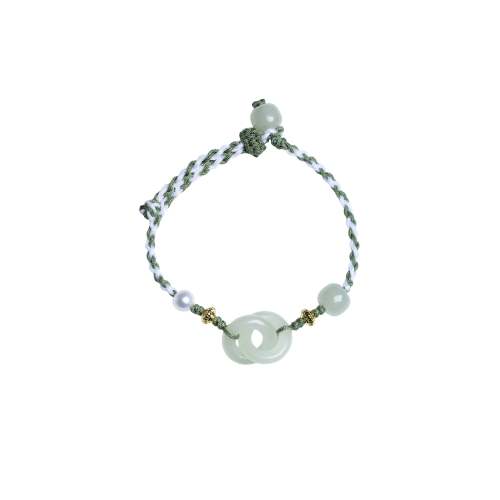 Baby Collection | Peace Buckle — Green Jade Interlocking Hoop Baby Bracelet/Anklet | seree