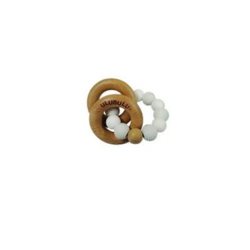 Ulubulu Silicone and Wood Teether - White