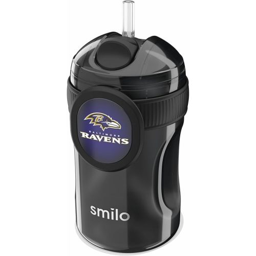 Smilo Straw Cup - Baltimore Ravens Officially Licensed NFL Sippy Cup - Baby and Toddler Cup with Weighted Silicone Straw and 8.5 oz Capacity - BPA-Free