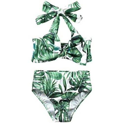 Aalizzwell Baby Girl Bathing Suit, Toddler Girls Two Piece Swimsuit Halter Top Bikini Bottoms Swimming Suit