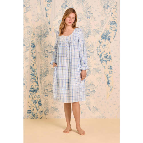 Vintage Plaid Cotton Flannel Waltz Nightgown