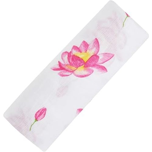 Malabar Baby Hypoallergenic Baby Swaddle Blanket, Soft Organic Cotton Muslin 47 X 47 inch Large Receiving Blanket for Unisex, Magical Lotus