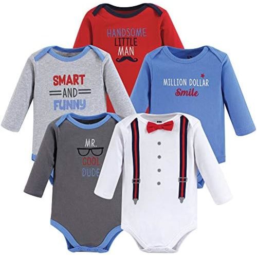 Hudson Baby baby-boys Cotton Long-sleeve Bodysuits 5-pack
