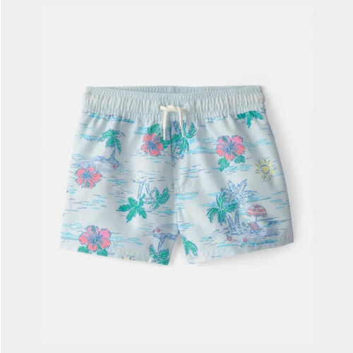 Toddler Boy Tropical Beach Swim Trunks - Blue | Carter's