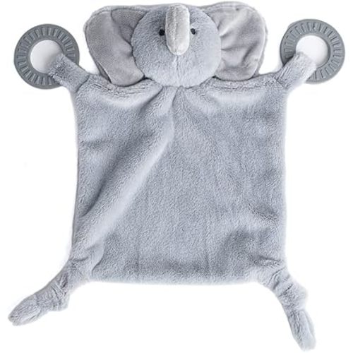Bella Tunno Teether Buddy – Soft, Plush Baby Lovey with Textured Baby Teether Toy and Gentle Rattling Head, Comforts and Brings Teething Relief, Colorful Animal-Themed Baby Teething Toys (Elephant)