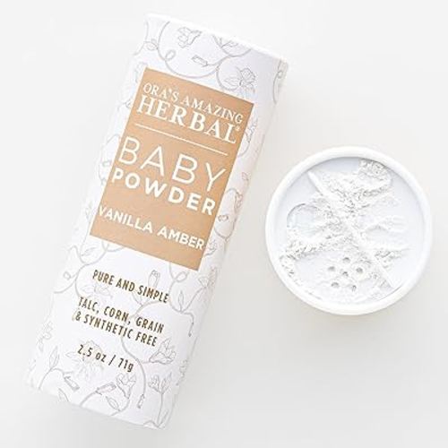 Baby Powder Talc-Free, Real Vanilla Amber Natural Scent, Cornstarch Free Arrowroot and Clay Based Powder, 2.5 oz